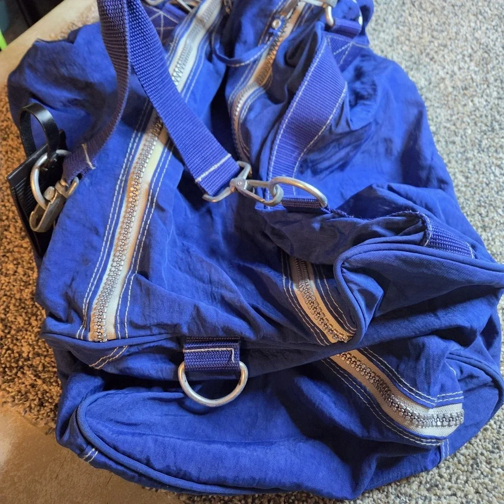 Vintage Pepsi Blue Nylon Duffel Bag Retro 90s Travel Gym Bag with Logo Patch